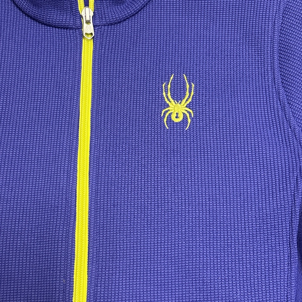Spyder Kids XL Purple Waffle Knit Full Zip Fleece Jacket Lime Green Trim 143097 - Picture 3 of 8